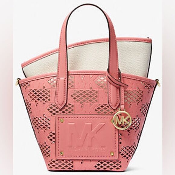 Michael Kors Kimber Small 2-in-1 Logo Embossed and Perforated Tote Bag NWT - Picture 1 of 13